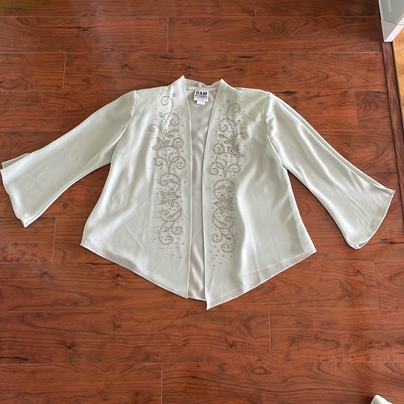 R & M Richards Sage Green Rhinestone Bridal Gown Dress - Picture 9 of 14